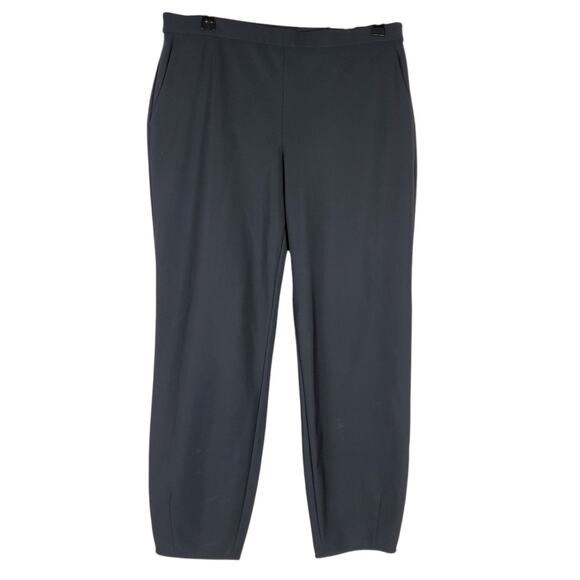 Theory Womens Tapered Dart Ponte Pant Sz L Black Pull On Cropped Pockets Stretch - Picture 2 of 16